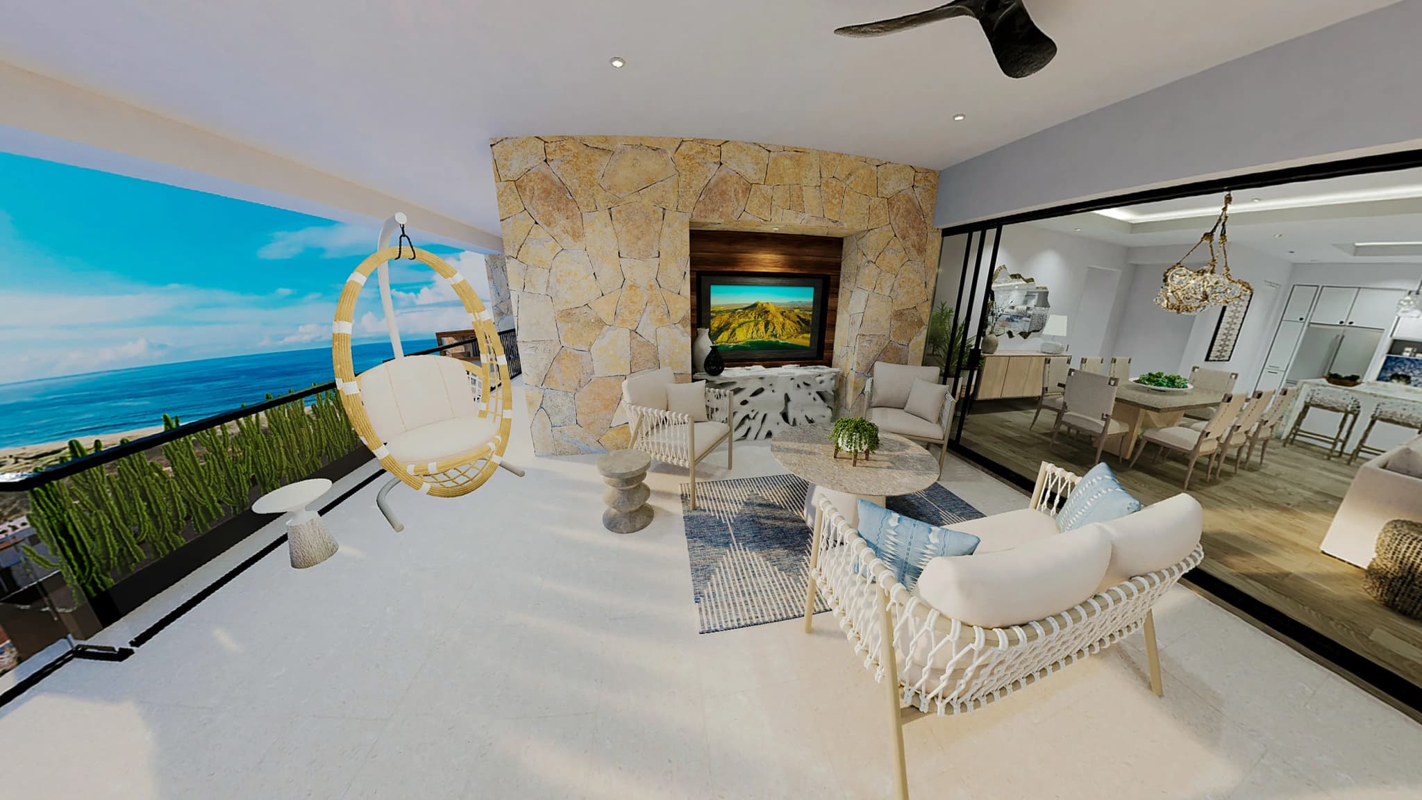 Stylish oceanfront terrace in the Alvar 3-bedroom prototype
