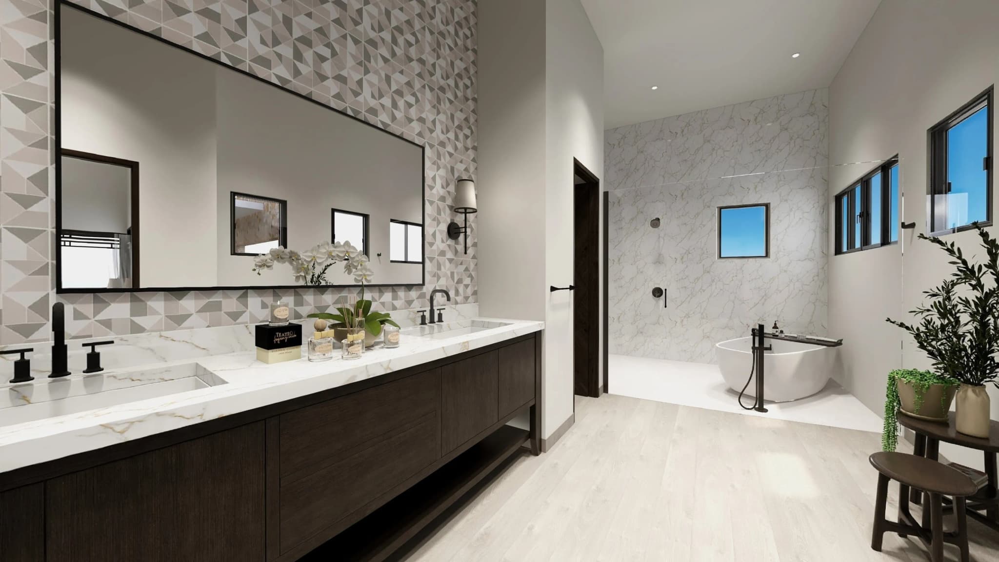 Luxury bathroom with modern design and elegant finishes in the Alvar penthouse